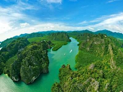 Aerial View Of Kilim River Mouth